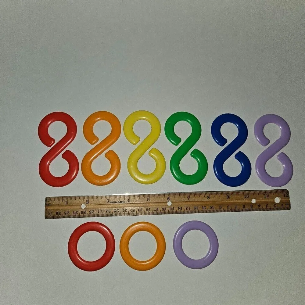 9 Chewable Baby Links Toy Lot Loop Hook Ring Rainbow Toys To Grow On Lot #1511